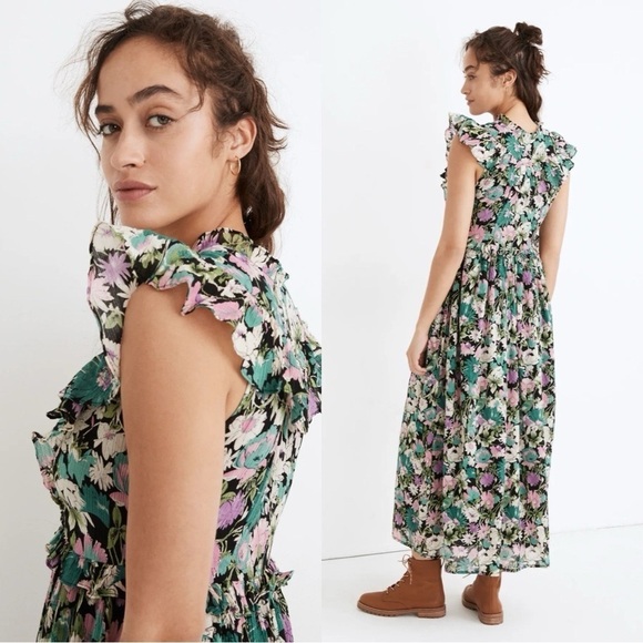 BANJANAN Honey Ruffled Maxi Dress in Fiesta Floral Sz L - Picture 3 of 8